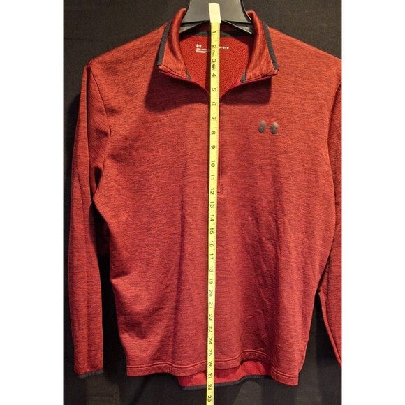 Under Armour Fleece Quarter Zip Pullover Mens Medium Red Golf UA Loose ColdGear - Picture 3 of 8